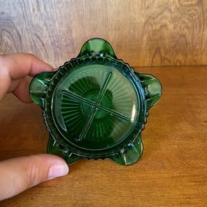 Vintage Anchor Hocking Forrest Green Queen Mary Coaster/Ashtray